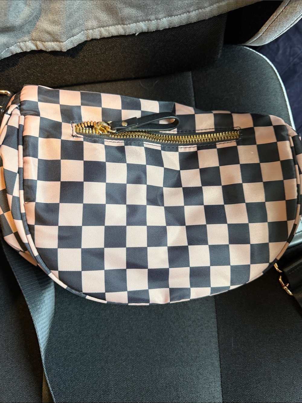 Checkerboard Crossbody Belt Bag - Pink/Black - Picture 3 of 3